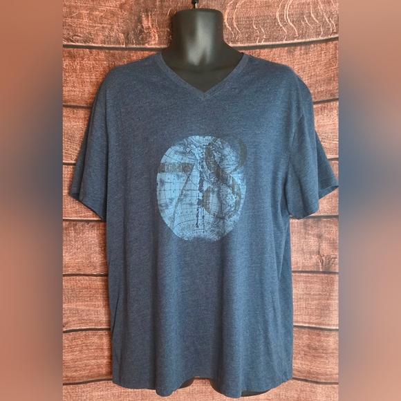 Banana Republic Other - Banana Republic Men's Navy Graphic Tee Globe 78 Size XXL V-Neck AE-1822